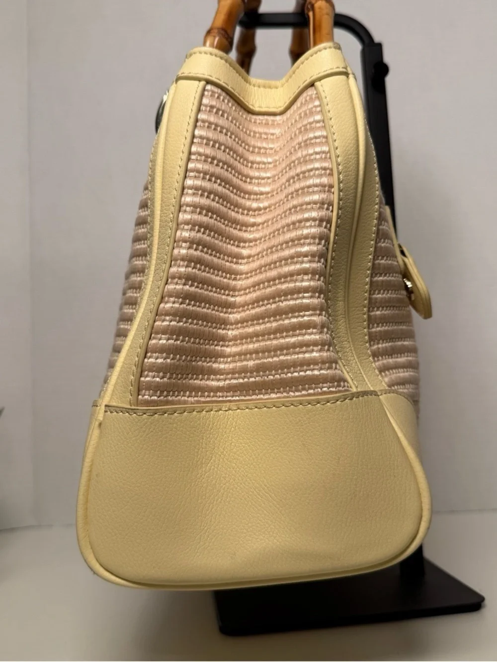 Spartina 449 Pearl Bamboo Chic Satchel Straw Woven Handbag